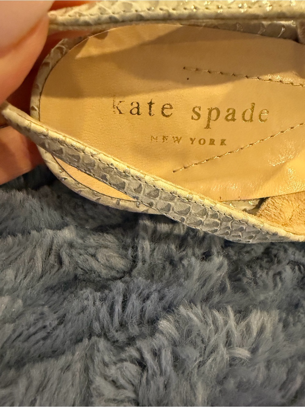 EUC SZ8 Kate Spade New York Grey Snakeskin Strappy Heels - Picture 6 of 6